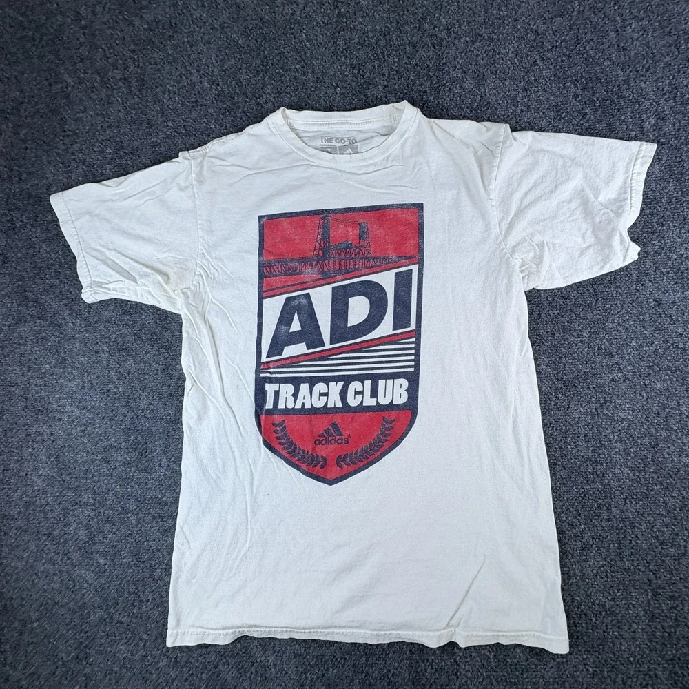 Adidas The Go To T-Shirt Mens White Medium ADI Track Club Graphic Cotton Running
